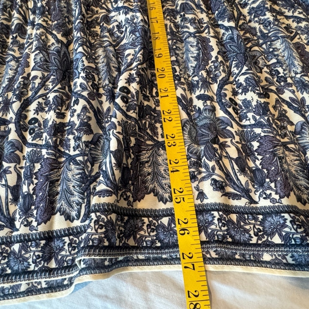 Max Studio Blue Floral Boho Blouse 2X Soft Pleats Flared Sleeve Top Cottagecore - Picture 9 of 9